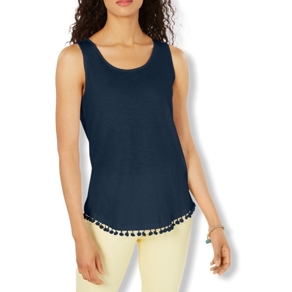 Charter Club Cotton Pom Pom-Trim Tank Top